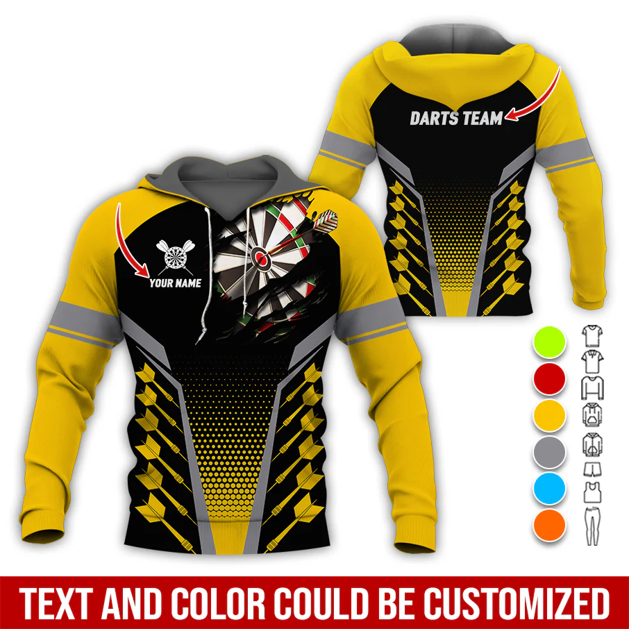 Customized Name & Team Name Darts Premium Hoodie, Spot Darts Pattern Hoodie For Men & Women, Perfect Gift For Darts Lovers, Friend, Family - Image 5