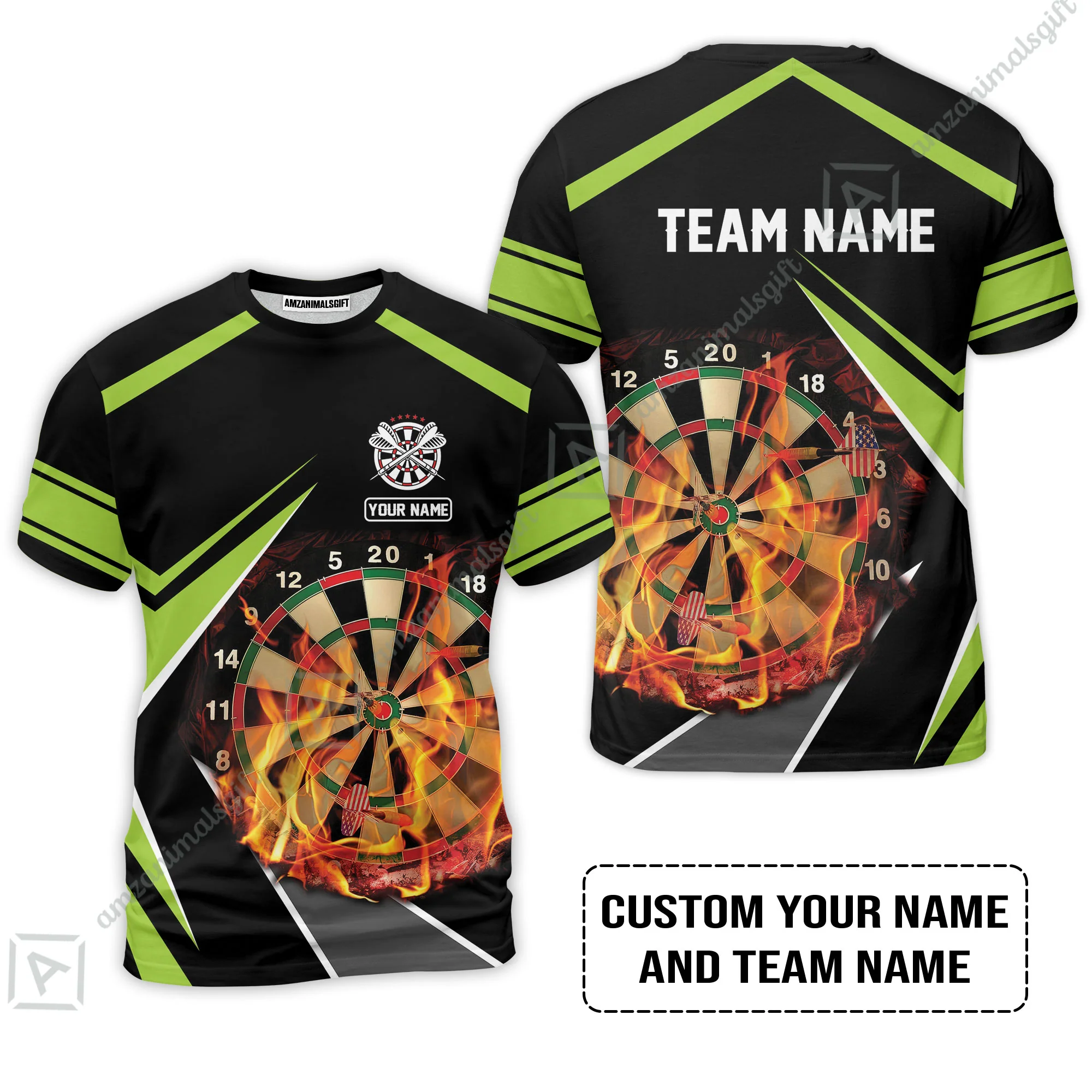 Customized Name & Team Name Darts Zip Polo Shirt, Dartboard Flame Personalized Darts Zip Polo Shirt - Image 7