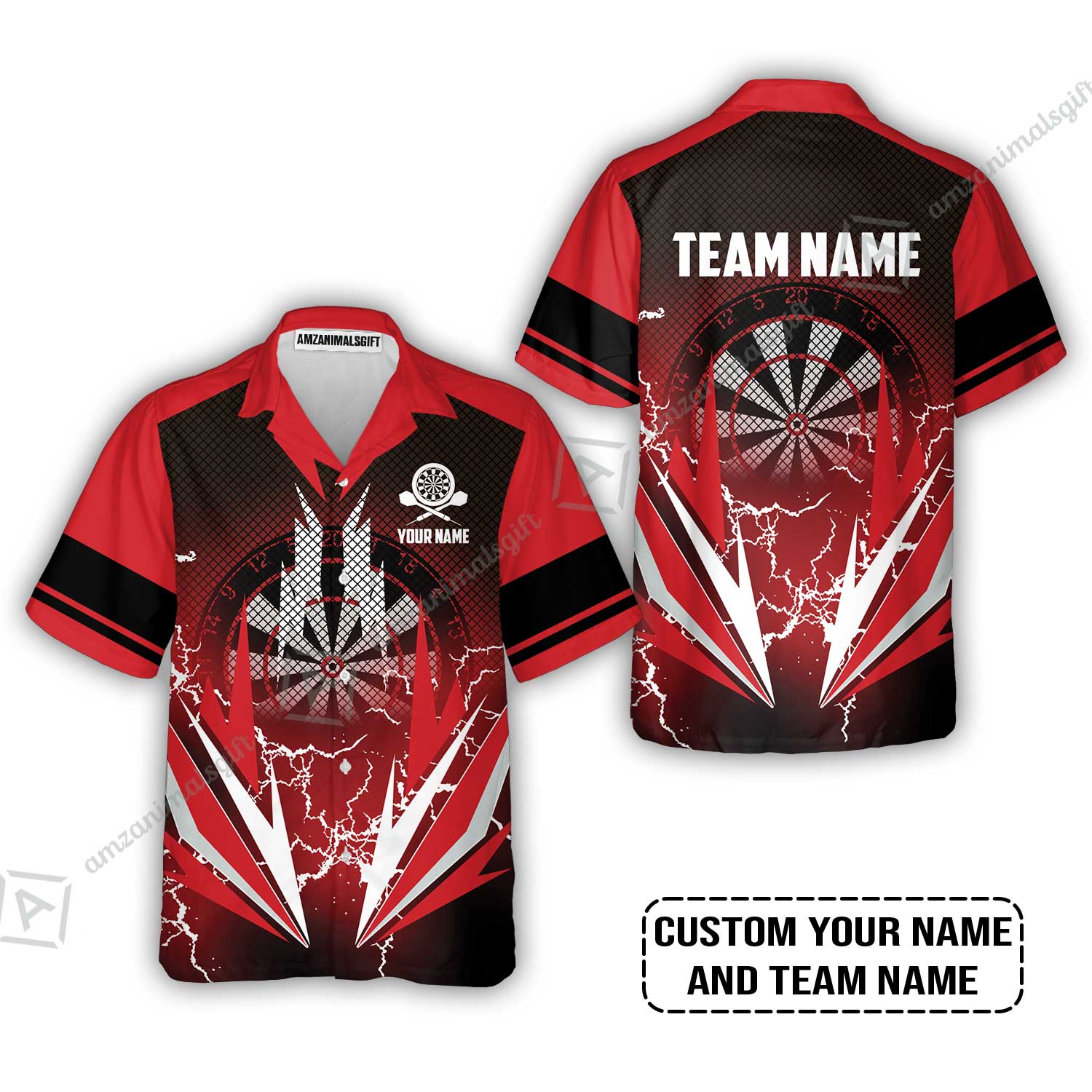 Customized Name & Team Name Darts T-Shirt, Thunder Lighting Darts Personalized Darts T-Shirt - Image 3