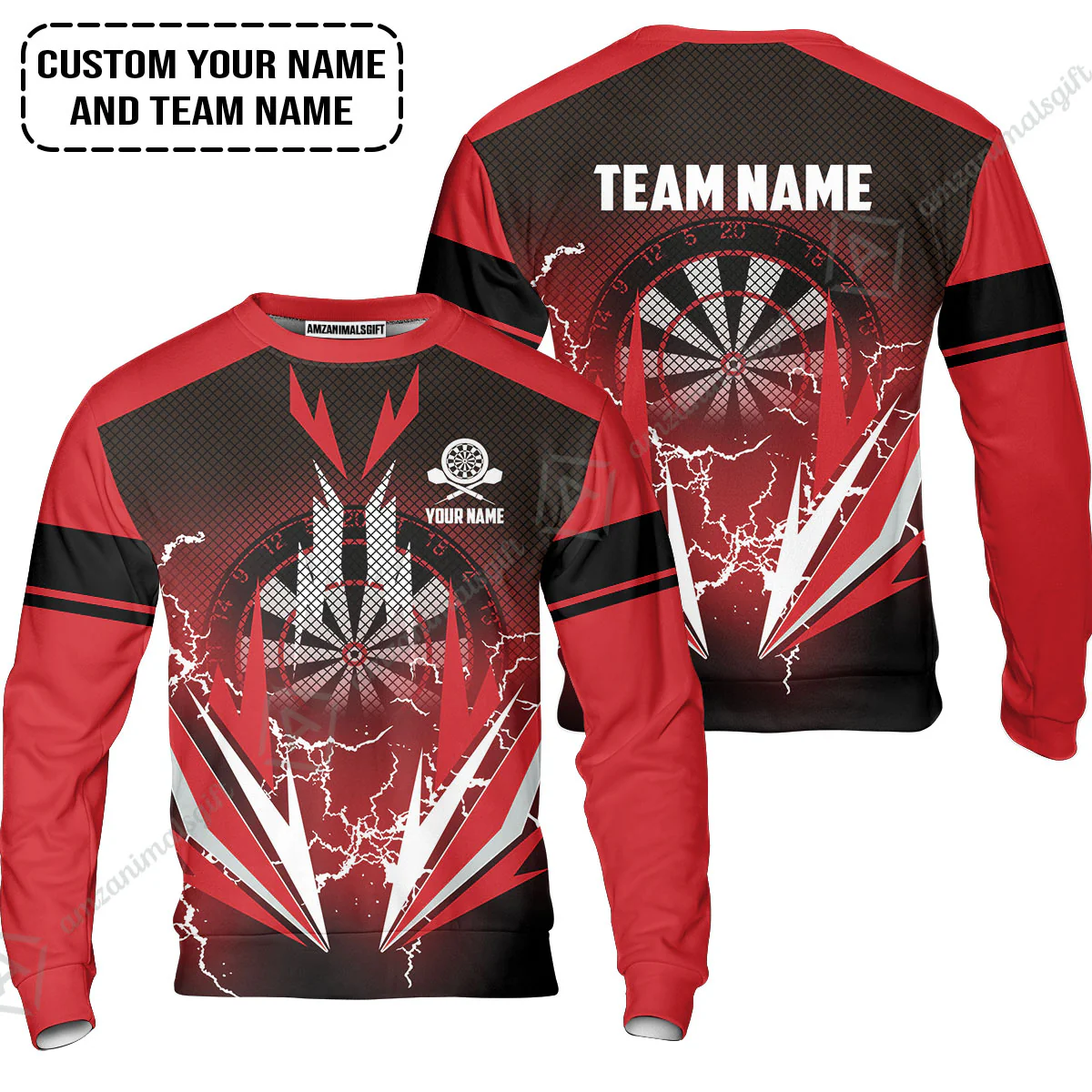 Customized Name & Team Name Darts T-Shirt, Thunder Lighting Darts Personalized Darts T-Shirt - Image 5