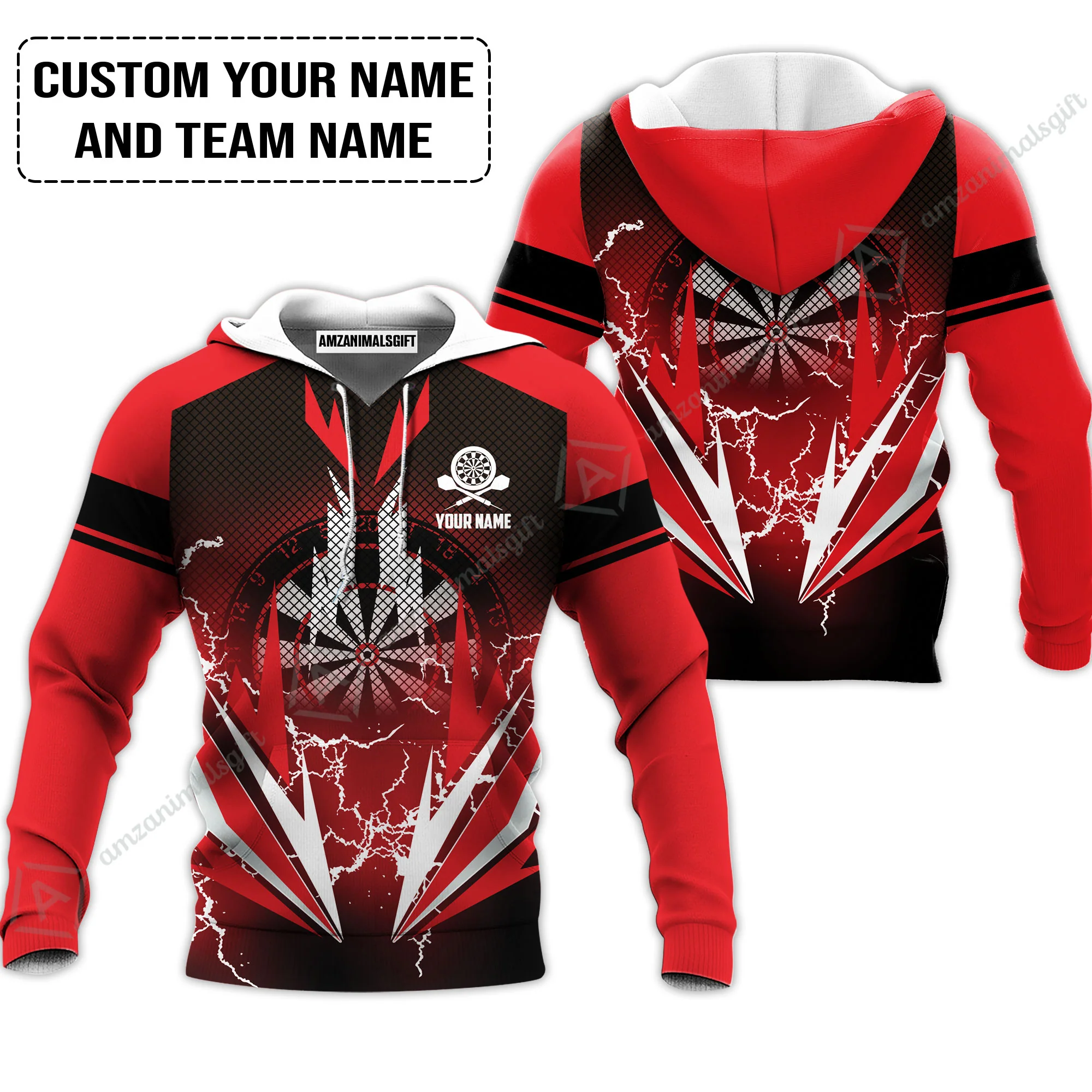 Customized Name & Team Name Darts T-Shirt, Thunder Lighting Darts Personalized Darts T-Shirt - Image 6