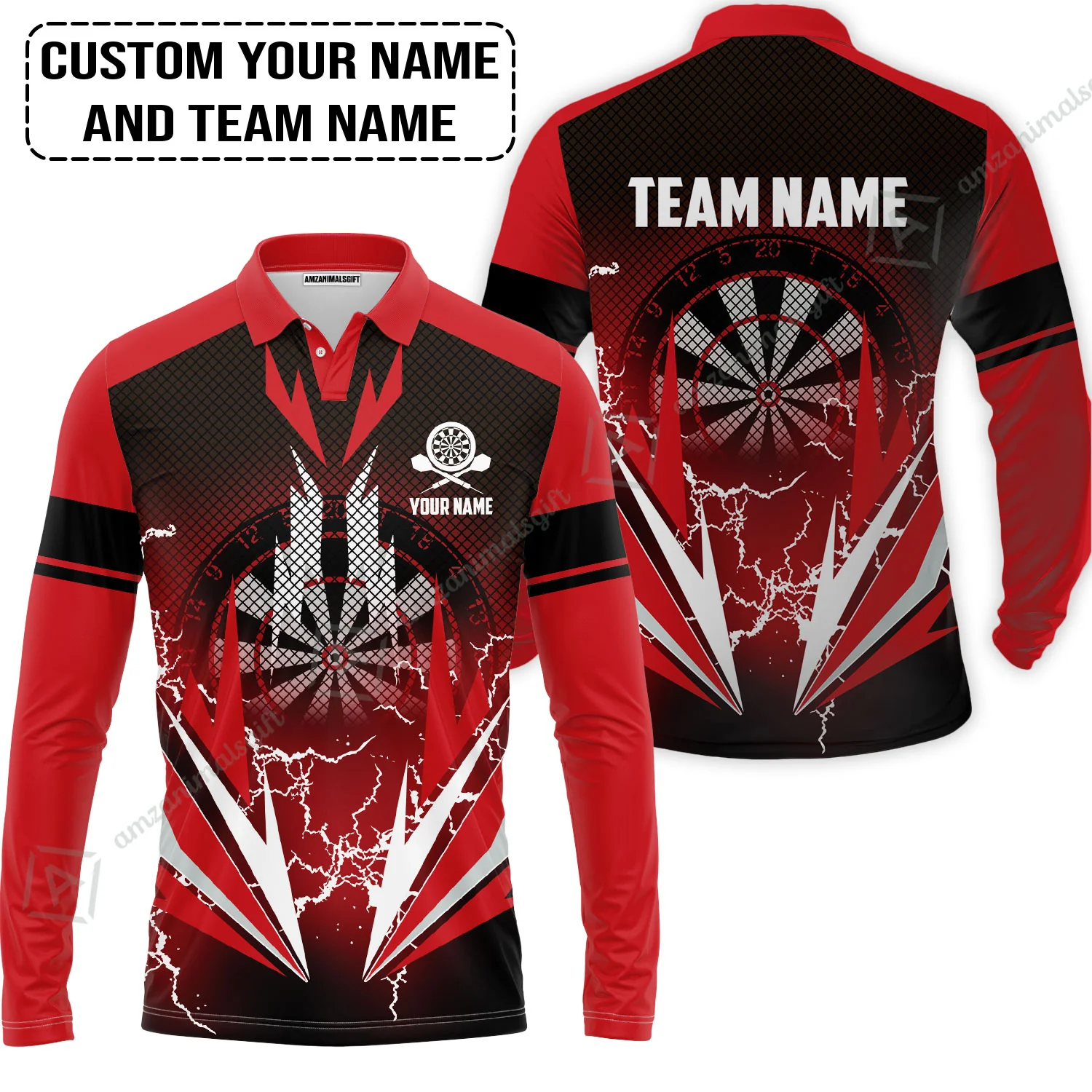 Customized Name & Team Name Darts T-Shirt, Thunder Lighting Darts Personalized Darts T-Shirt - Image 8