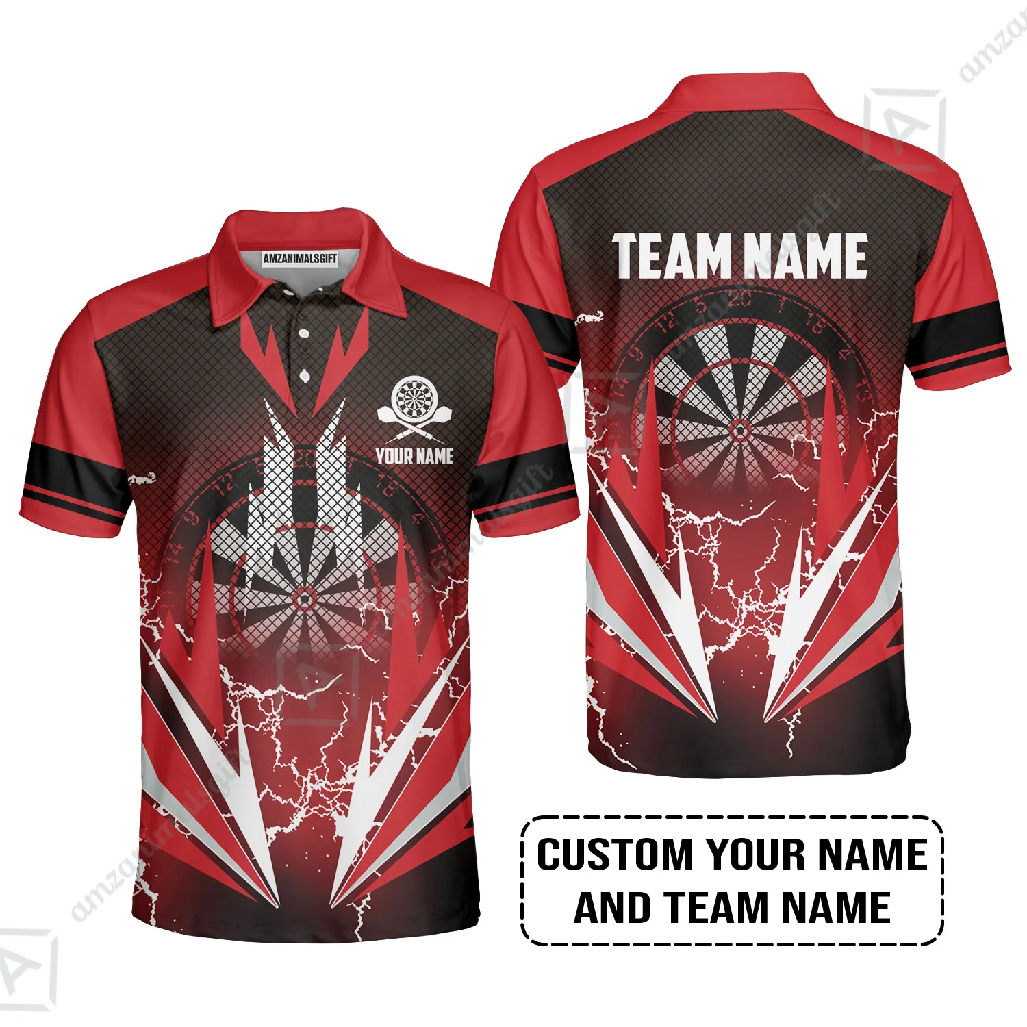 Customized Name & Team Name Darts T-Shirt, Thunder Lighting Darts Personalized Darts T-Shirt - Image 9