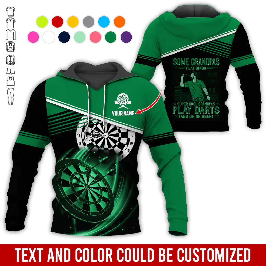 Customized Name & Text Darts Grandpa Premium Hoodie, Super Cool Grandpas Play Darts & Drink Beer Hoodie - Gift For Darts Lovers, Darts Players - Image 4
