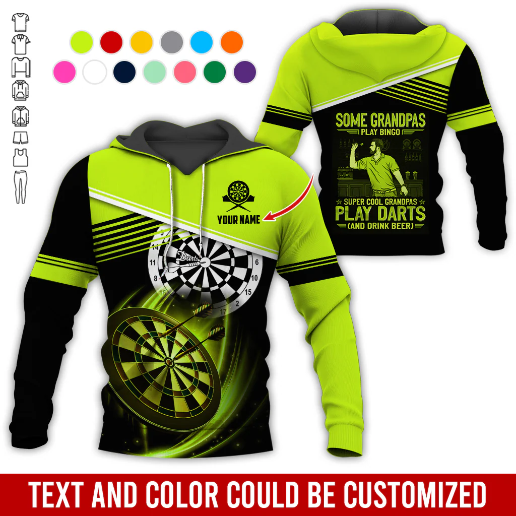 Customized Name & Text Darts Grandpa Premium Hoodie, Super Cool Grandpas Play Darts & Drink Beer Hoodie - Gift For Darts Lovers, Darts Players - Image 5