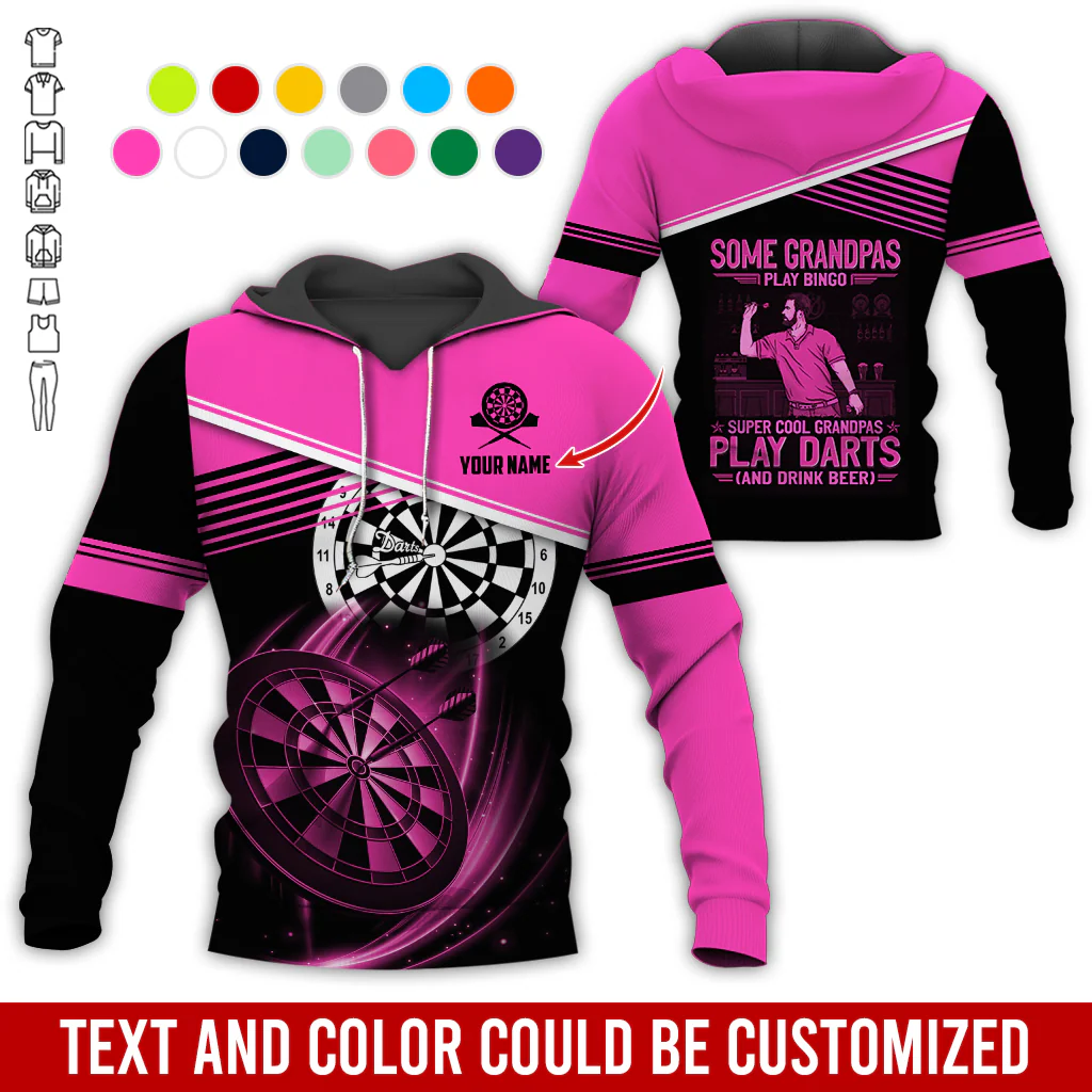 Customized Name & Text Darts Grandpa Premium Hoodie, Super Cool Grandpas Play Darts & Drink Beer Hoodie - Gift For Darts Lovers, Darts Players - Image 7