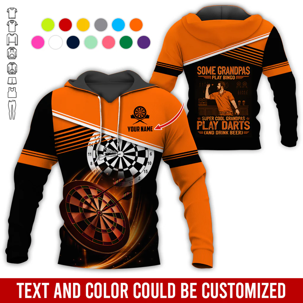 Customized Name & Text Darts Grandpa Premium Hoodie, Super Cool Grandpas Play Darts & Drink Beer Hoodie - Gift For Darts Lovers, Darts Players - Image 8