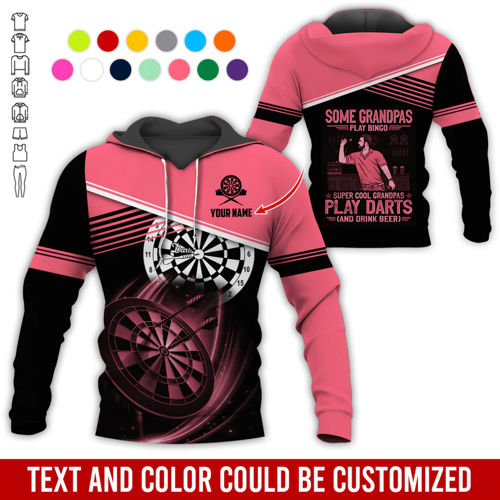 Customized Name & Text Darts Grandpa Premium Hoodie, Super Cool Grandpas Play Darts & Drink Beer Hoodie - Gift For Darts Lovers, Darts Players - Image 9