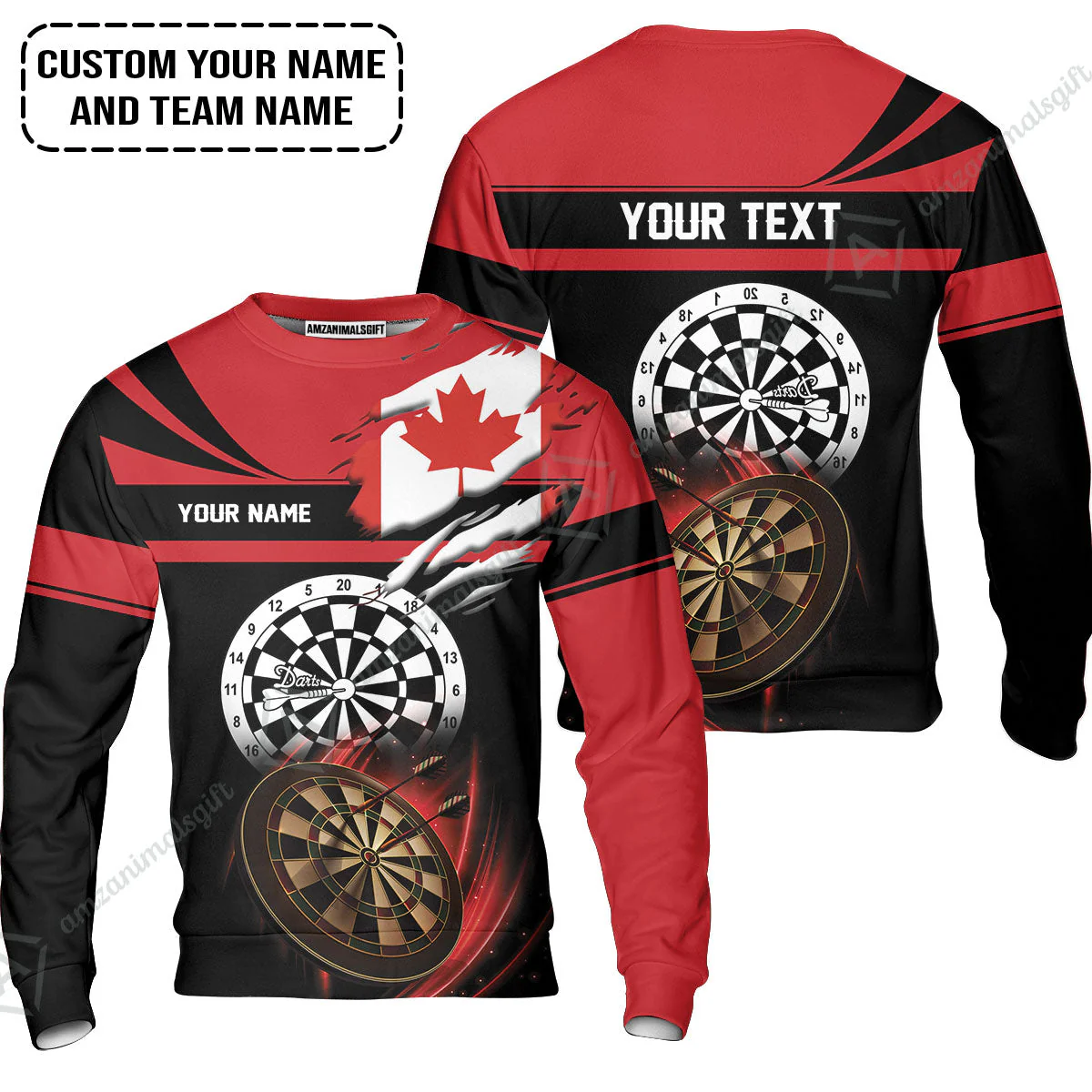 Customized Name & Text Darts Hawaiian Shirt, Canada Flag Personalized Name Darts Hawaiian Shirt - Image 3