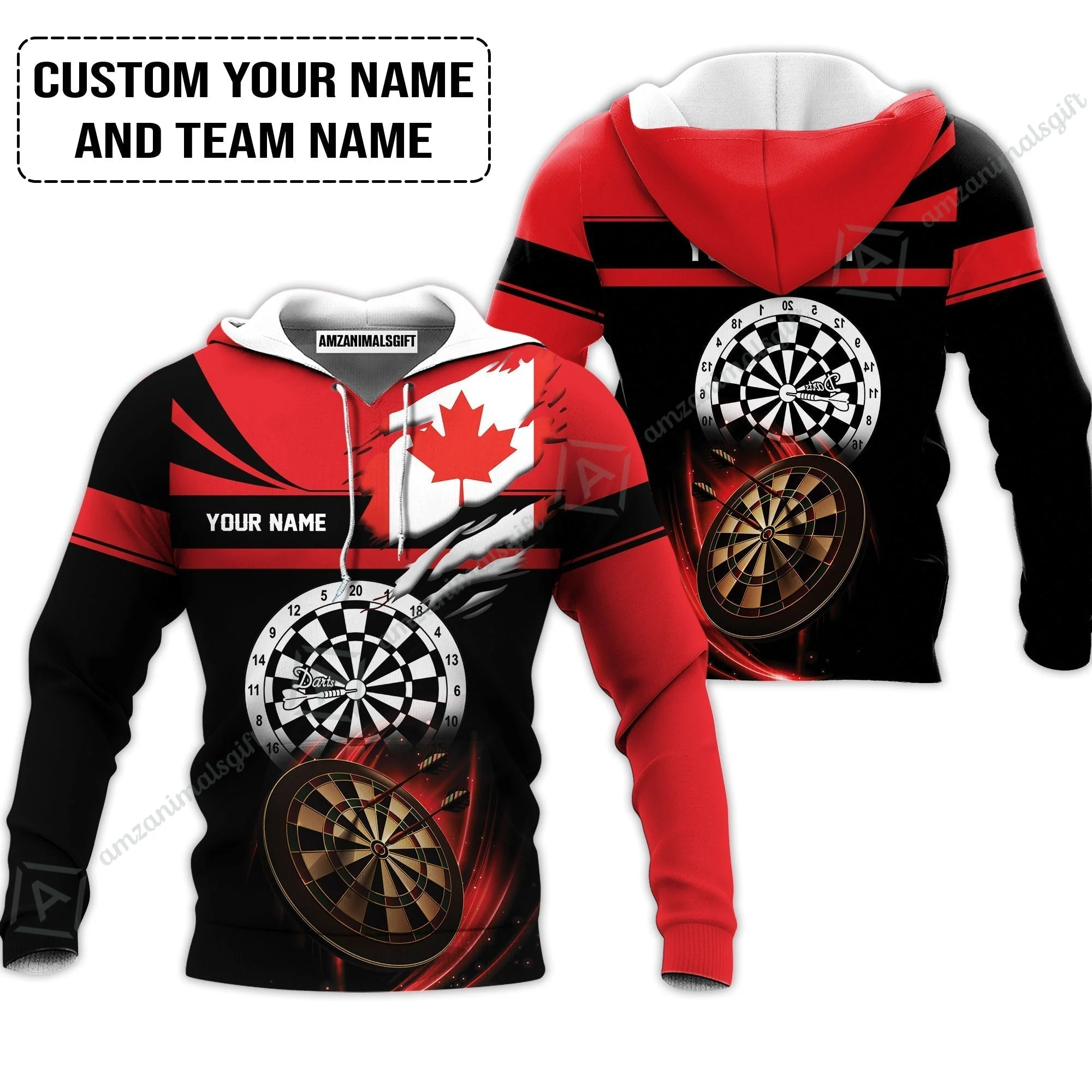 Customized Name & Text Darts Hawaiian Shirt, Canada Flag Personalized Name Darts Hawaiian Shirt - Image 4
