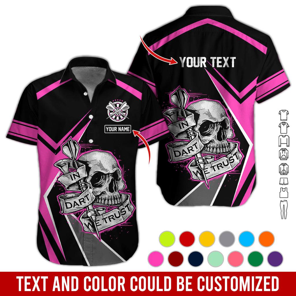 Customized Name & Text Darts Hawaiian Shirt, In Dart We Trust Personalized Darts And Skull Hawaiian Shirts - Gift For Darts Lovers, Darts Players Uniforms - Image 8