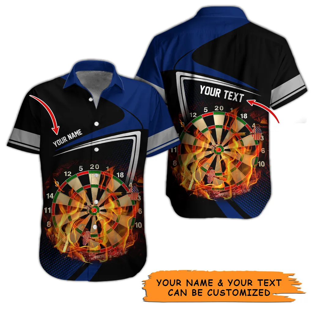 Customized Name & Text Darts Hawaiian Shirt, Personalized Dartboard Flame Hawaiian Shirts For Summer - Gift For Darts Lovers, Darts Players Uniforms - Image 10