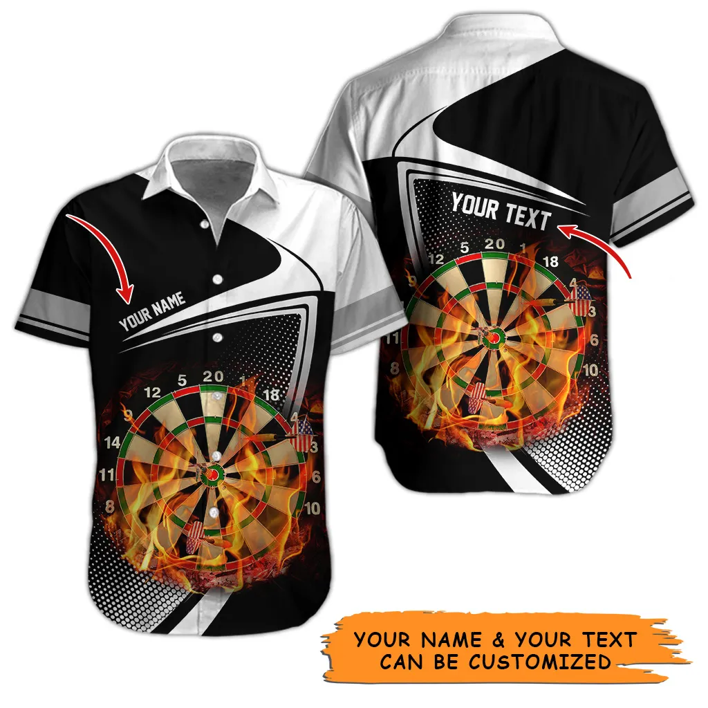 Customized Name & Text Darts Hawaiian Shirt, Personalized Dartboard Flame Hawaiian Shirts For Summer - Gift For Darts Lovers, Darts Players Uniforms - Image 5