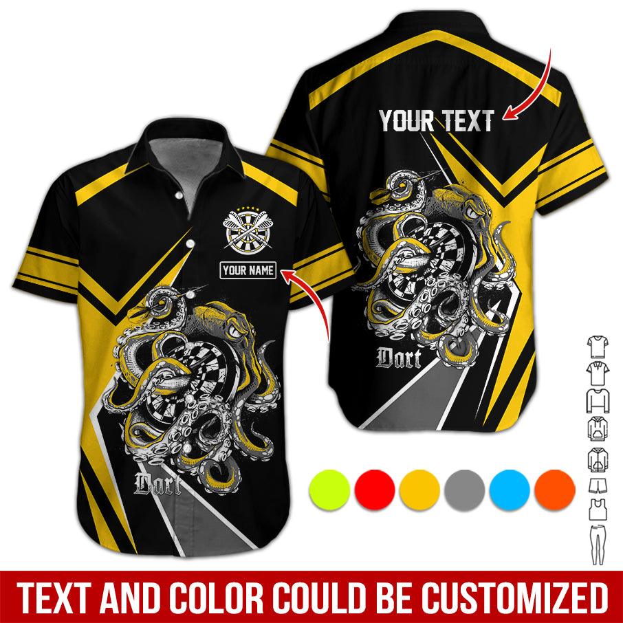 Customized Name & Text Darts Hawaiian Shirt, Personalized Darts And Octopus Hawaiian Shirts - Gift For Darts Lovers, Darts Players Uniforms - Image 2