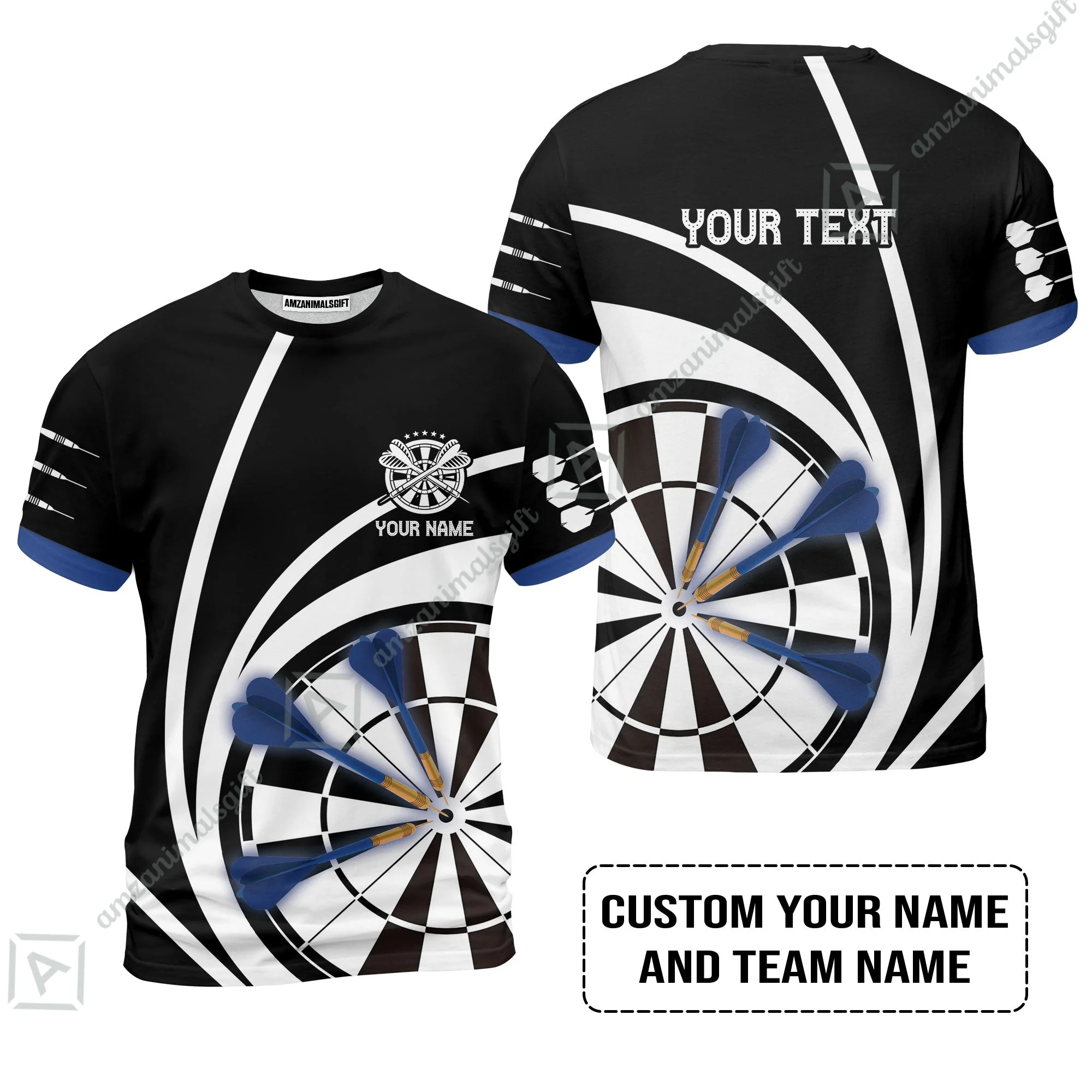 Customized Name & Text Darts Hawaiian Shirt, Personalized Name Blue Dark Darts Team Hawaiian Shirt - Image 8