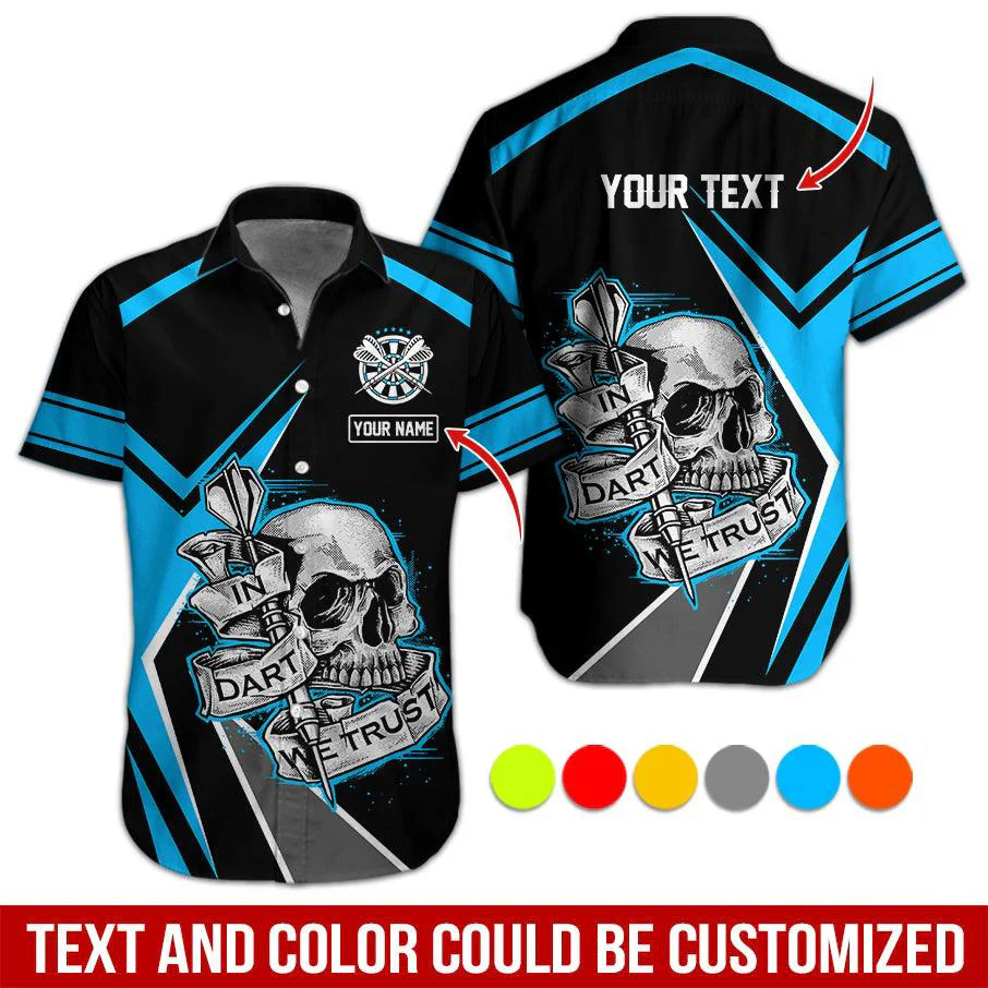 Personalized Darts Hawaiian Shirt, Skull In Dart We Trust Darts Hawaiian Shirts, Gift For Darts Lovers, Darts Players Uniforms - Image 3