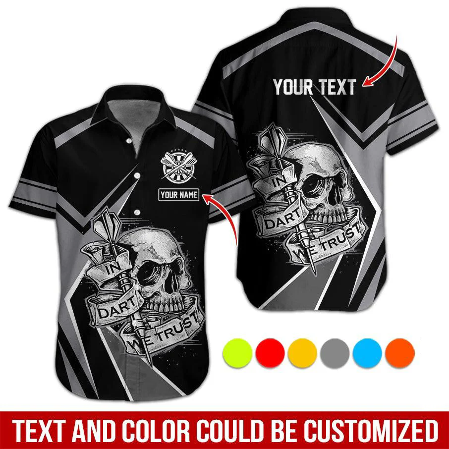 Personalized Darts Hawaiian Shirt, Skull In Dart We Trust Darts Hawaiian Shirts, Gift For Darts Lovers, Darts Players Uniforms - Image 4