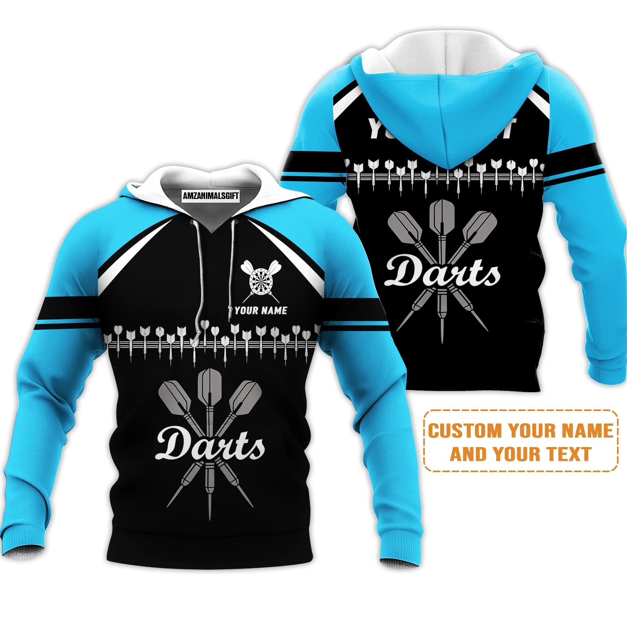 Customized Name & Text Darts Men's Long Sleeve Polo Shirt, Personalized Darts Team Blue Men's Long Sleeve Polo Shirt - Perfect Gift For Darts Lovers - Image 5