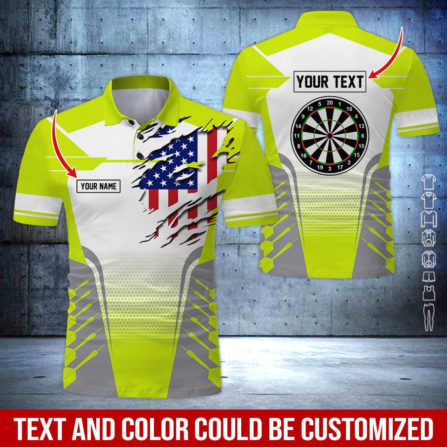 Customized Name & Text Darts Polo Shirt, American Flag Darts Personalized Name Polo Shirt For Men - Perfect Gift For Darts Lovers, Darts Players - Image 3