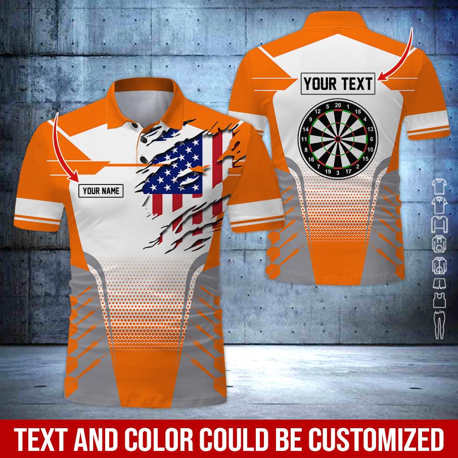 Customized Name & Text Darts Polo Shirt, American Flag Darts Personalized Name Polo Shirt For Men - Perfect Gift For Darts Lovers, Darts Players - Image 4