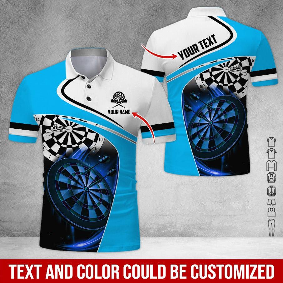 Customized Name & Text Darts Polo Shirt, Dartboard Lighting Personalized Name Darts Polo Shirt For Men - Perfect Gift For Darts Lovers, Darts Players - Image 3