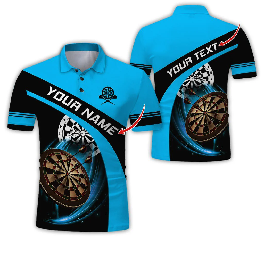 Customized Name & Text Darts Polo Shirt, Dartboard Play Personalized Name Darts Team Polo Shirt For Men - Perfect Gift For Darts Lovers, Darts Players - Image 3