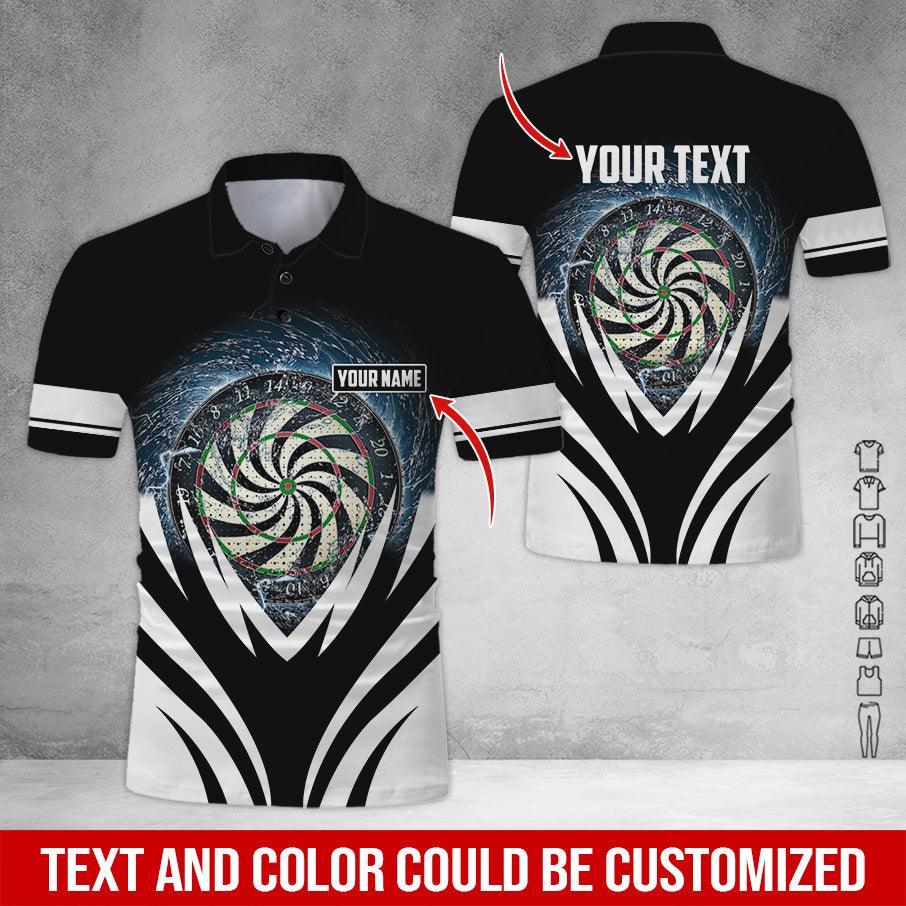 Customized Name & Text Darts Polo Shirt, Darts In Water Personalized Darts Polo Shirt For Men - Perfect Gift For Darts Lovers, Darts Players - Image 3