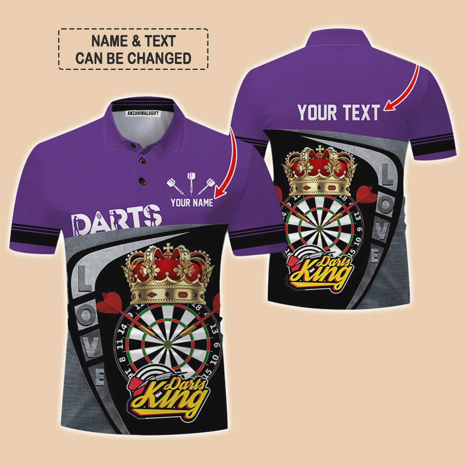 Customized Name & Text Darts Polo Shirt, Darts King Personalized Name Darts Uniforms Polo Shirt For Men - Perfect Gift For Darts Lovers, Darts Players - Image 11
