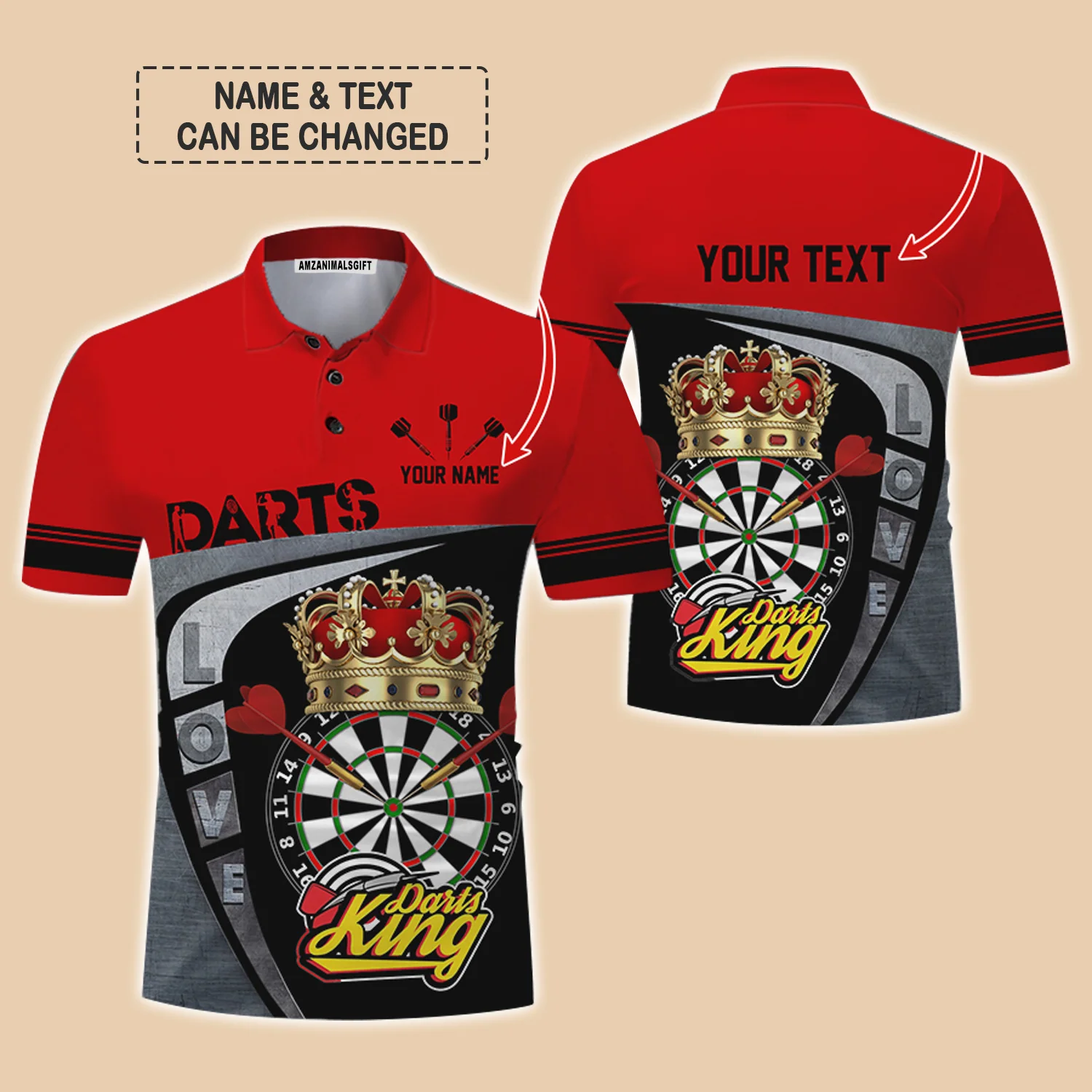 Customized Name & Text Darts Polo Shirt, Darts King Personalized Name Darts Uniforms Polo Shirt For Men - Perfect Gift For Darts Lovers, Darts Players - Image 12