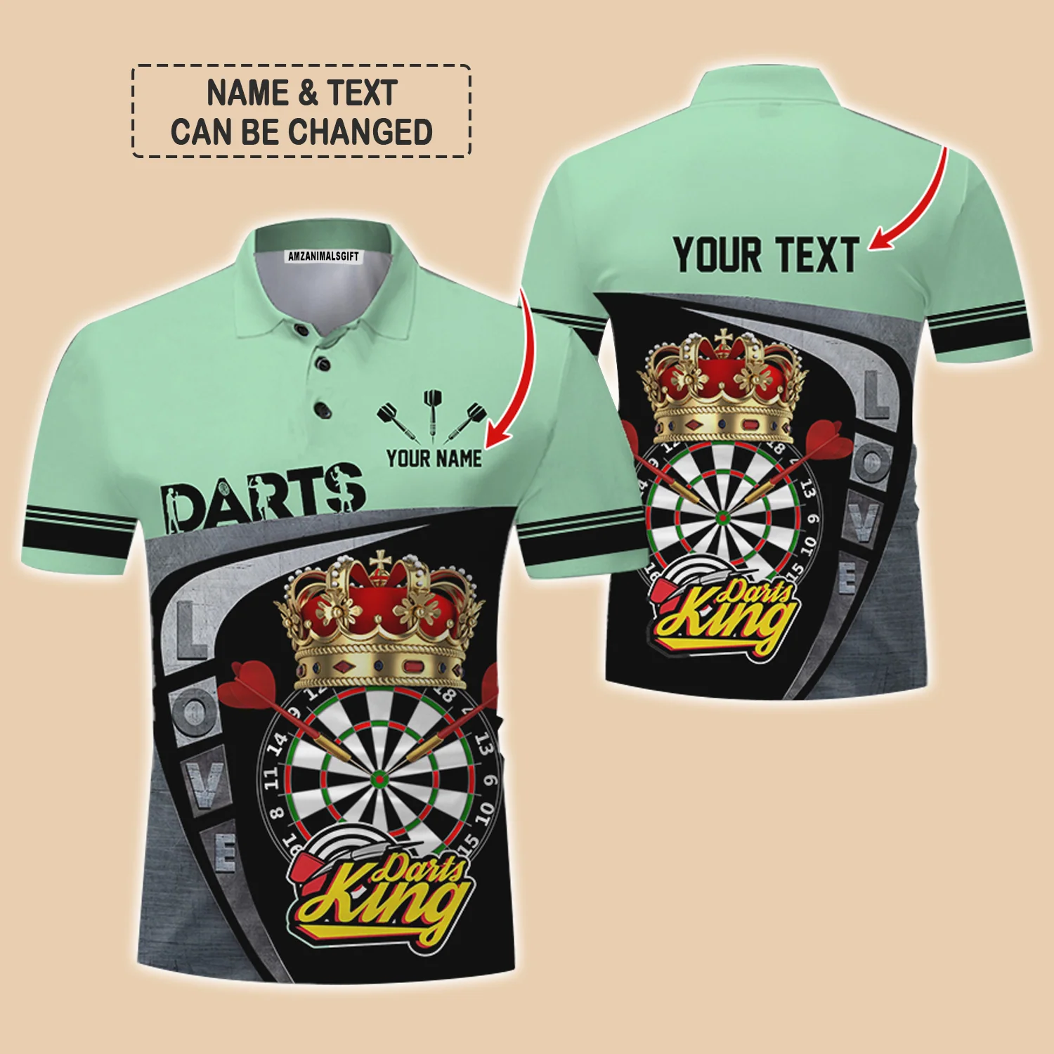 Customized Name & Text Darts Polo Shirt, Darts King Personalized Name Darts Uniforms Polo Shirt For Men - Perfect Gift For Darts Lovers, Darts Players - Image 13