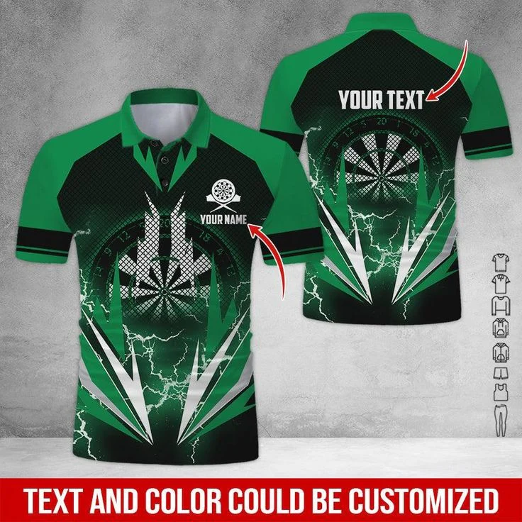 Customized Name & Text Darts Polo Shirt, Darts Lighting Personalized Darts Polo Shirt For Men - Perfect Gift For Darts Lovers, Darts Players - Image 10