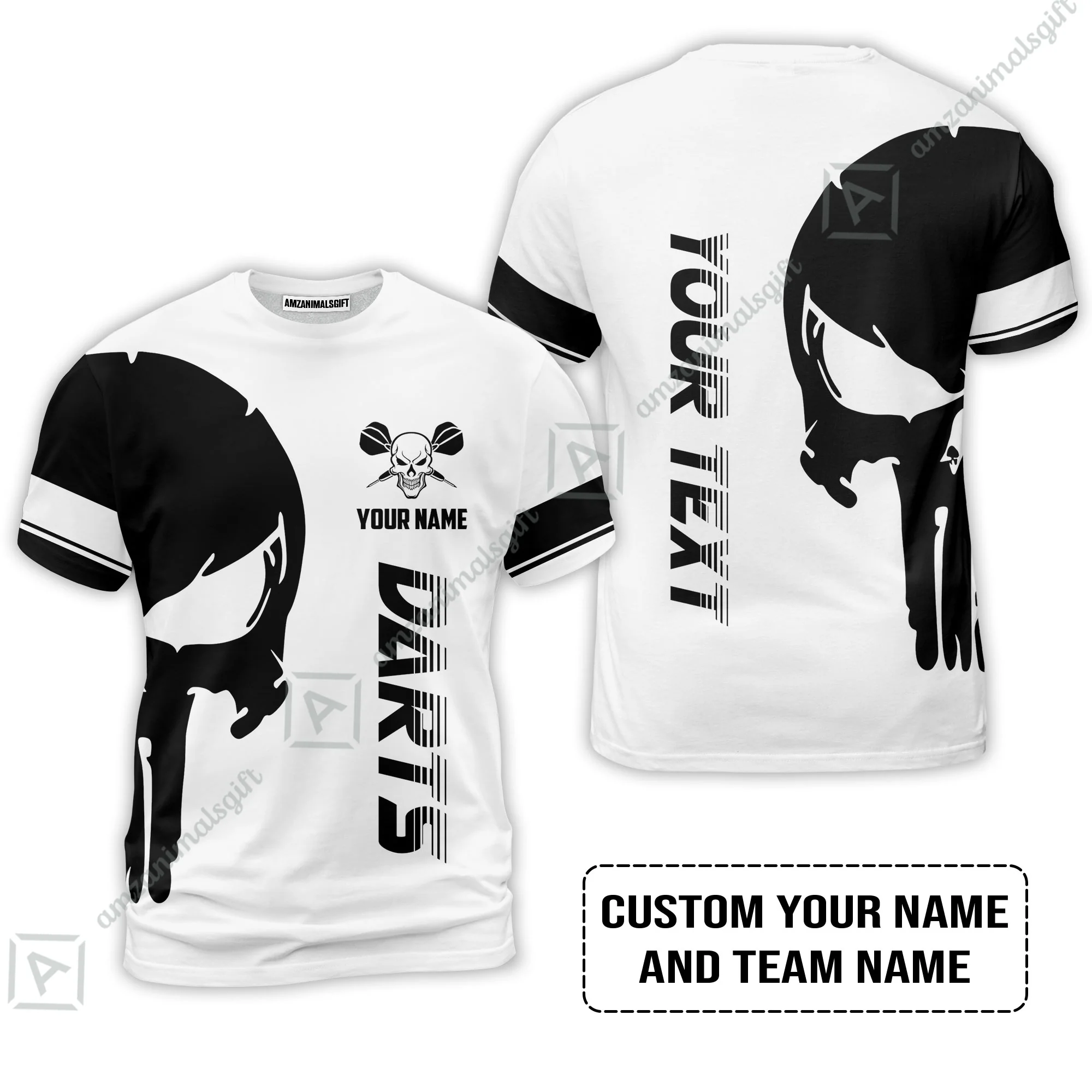 Customized Name & Text Darts Polo Shirt, Darts Skull Personalized Name Darts Polo Shirt - Image 8