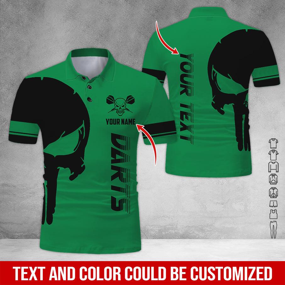 Customized Name & Text Darts Polo Shirt, Darts Skull Personalized Name Darts Polo Shirt For Men - Perfect Gift For Darts Lovers, Darts Players - Image 4