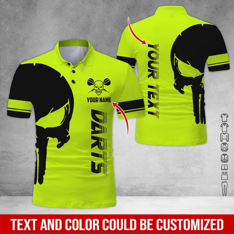 Customized Name & Text Darts Polo Shirt, Darts Skull Personalized Name Darts Polo Shirt For Men - Perfect Gift For Darts Lovers, Darts Players - Image 5