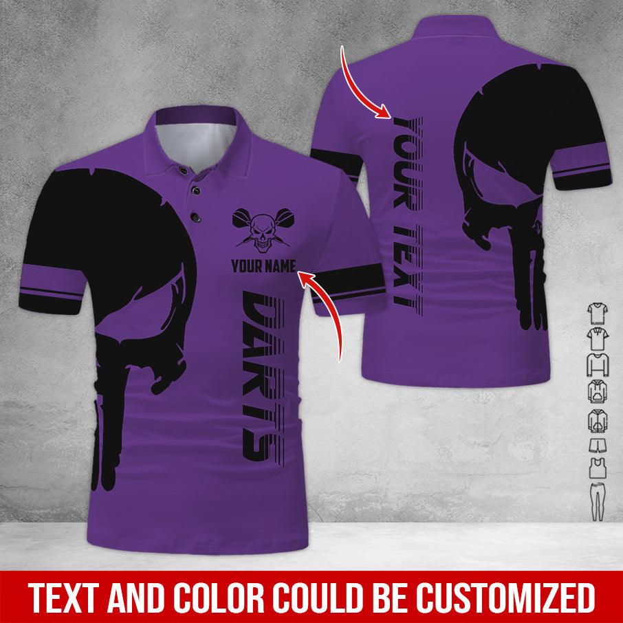 Customized Name & Text Darts Polo Shirt, Darts Skull Personalized Name Darts Polo Shirt For Men - Perfect Gift For Darts Lovers, Darts Players - Image 9