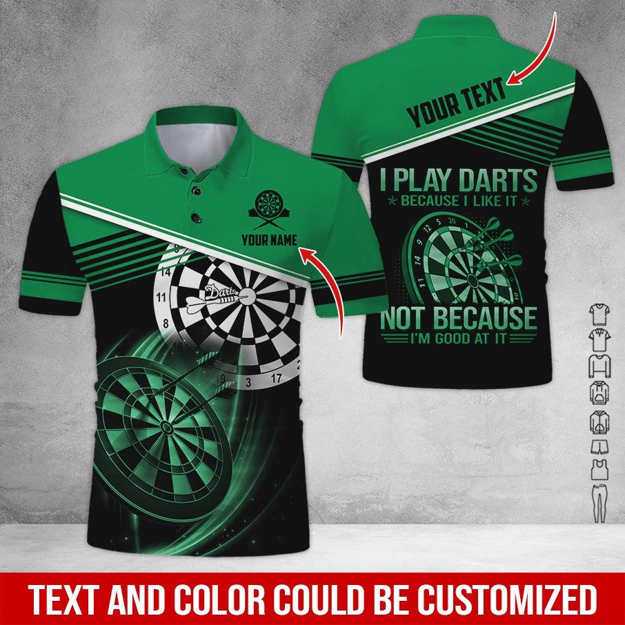 Customized Name & Text Darts Polo Shirt, I Play Darts Because I Like It Personalized Darts Shirt For Men - Perfect Gift For Darts Lovers, Darts Players - Image 3