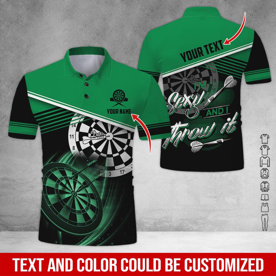 Customized Name & Text Darts Polo Shirt, I'm Sexy And I Throw It Personalized Darts Polo Shirt For Men - Perfect Gift For Darts Lovers, Darts Players - Image 4