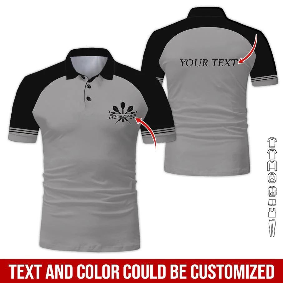 Customized Name & Text Darts Polo Shirt, Personalized Darts Polo Shirt For Darts Team - Perfect Gift For Darts Lovers, Darts Players - Image 3