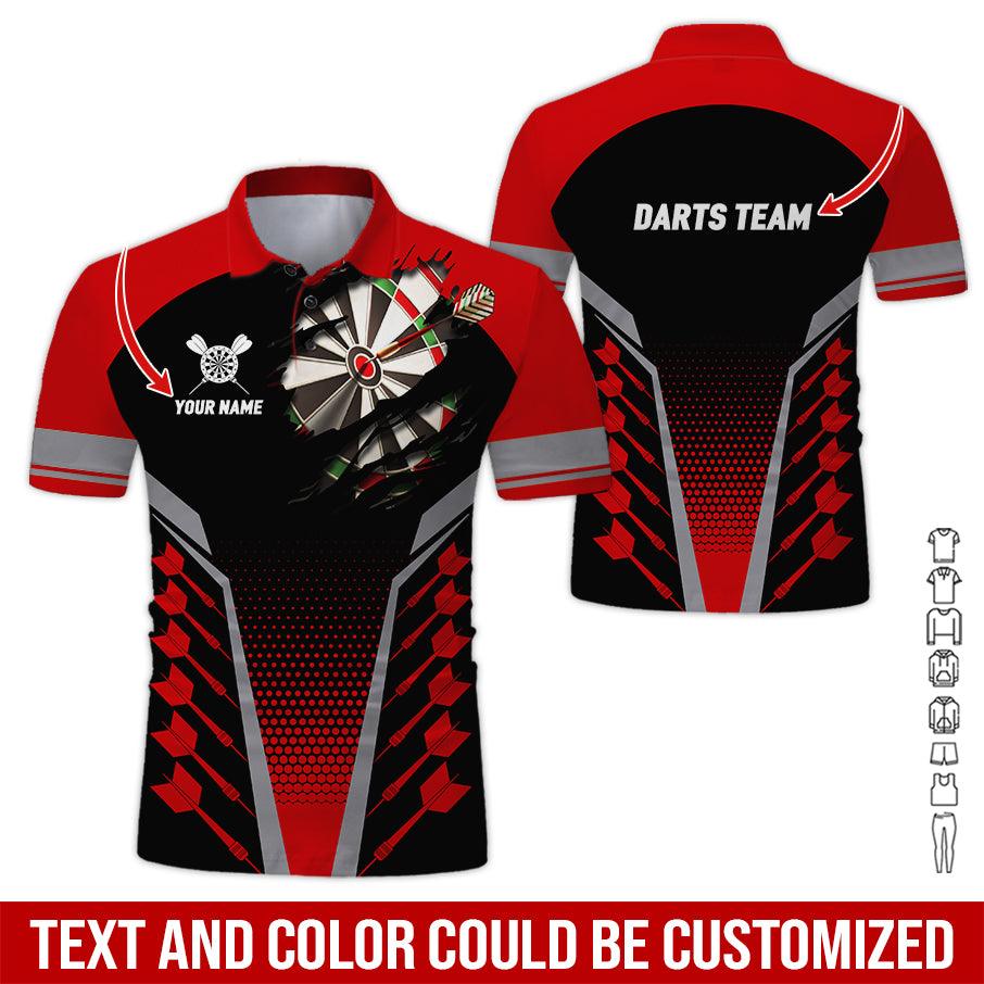 Customized Name & Text Darts Polo Shirt, Personalized Darts Team Polo Shirt For Men - Perfect Gift For Darts Lovers, Darts Players - Image 2