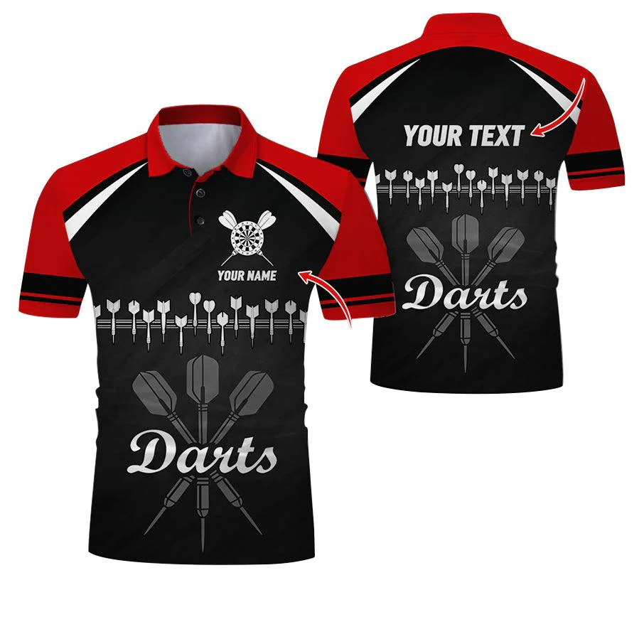 Customized Name & Text Darts Polo Shirt, Personalized Darts Team Uniforms Polo Shirt For Men - Perfect Gift For Darts Lovers, Darts Team Players - Image 2