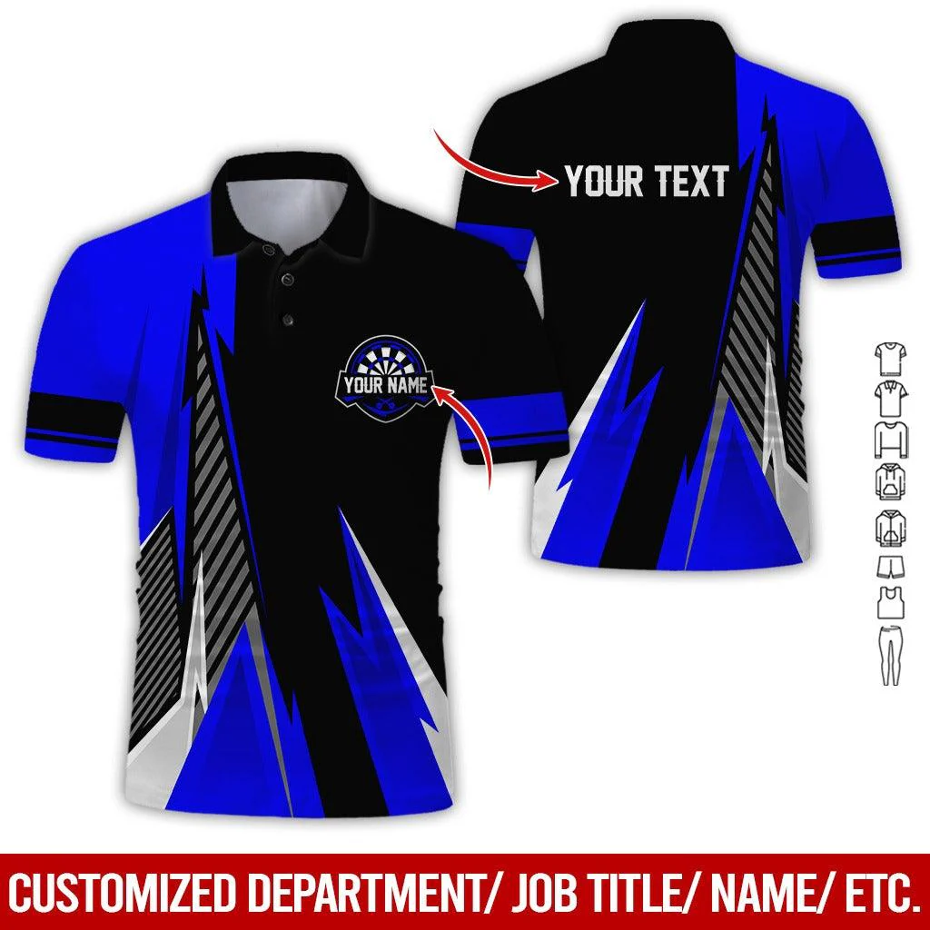 Customized Name & Text Darts Polo Shirt, Personalized Name Darts Polo Shirt For Men - Perfect Gift For Darts Lovers, Darts Players, Darts Team - Image 2