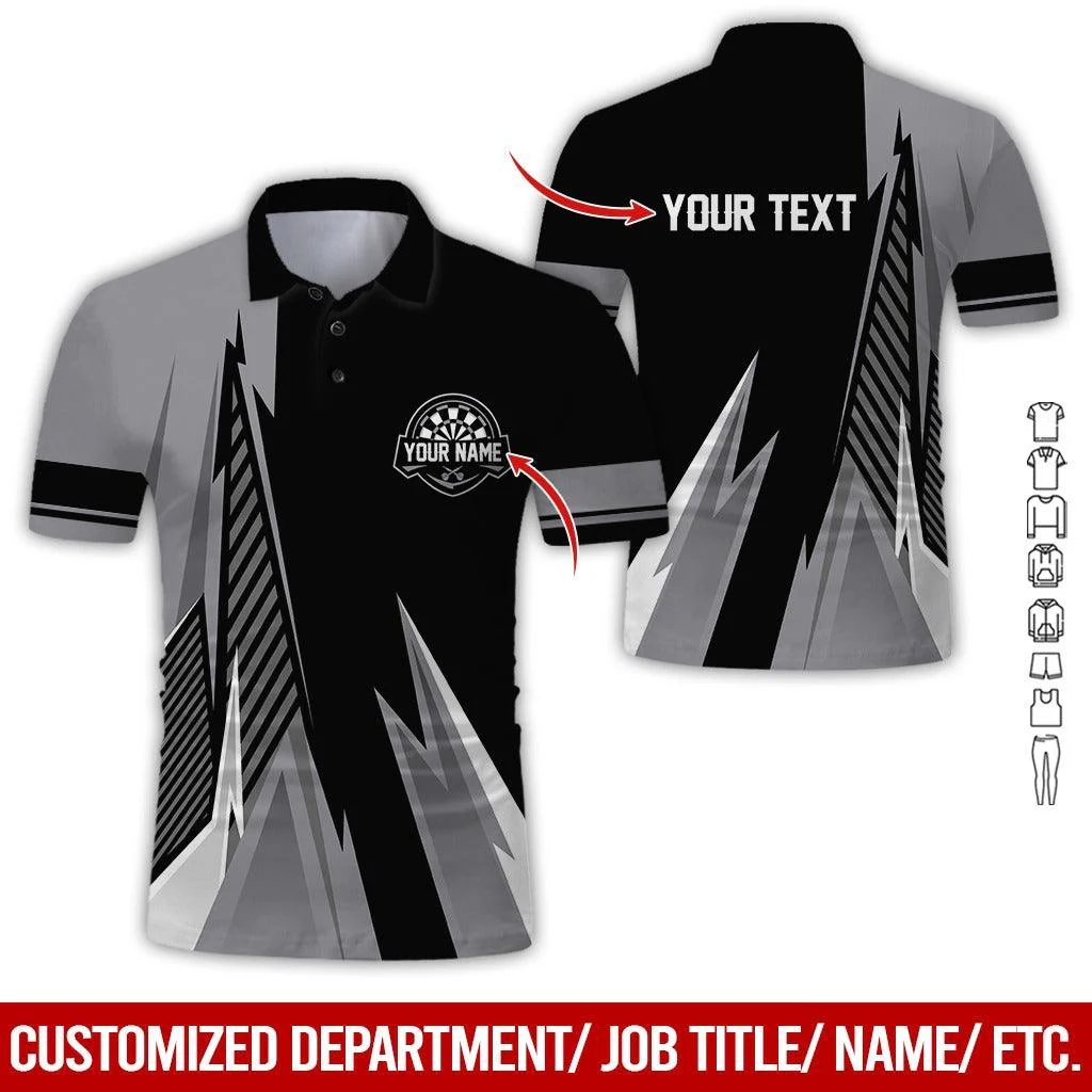 Customized Name & Text Darts Polo Shirt, Personalized Name Darts Polo Shirt For Men - Perfect Gift For Darts Lovers, Darts Players, Darts Team - Image 3