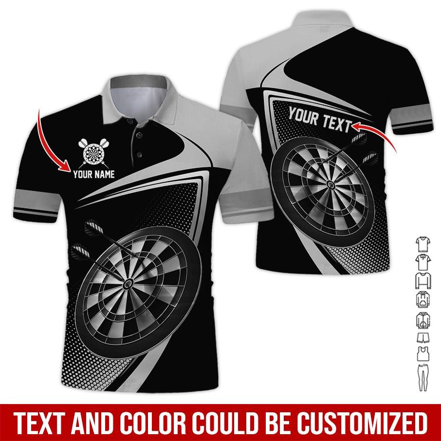 Customized Name & Text Darts Polo Shirt, Personalized Name Love Darts Polo Shirt For Men - Perfect Gift For Darts Lovers, Darts Players - Image 3
