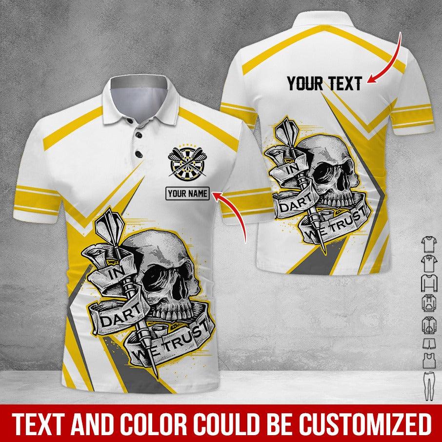 Customized Name & Text Darts Polo Shirt, Personalized Name Skull Darts Polo Shirt For Men - Perfect Gift For Darts Lovers, Darts Players - Image 2