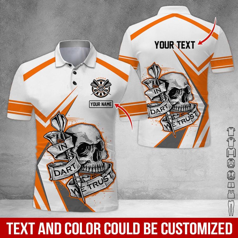 Customized Name & Text Darts Polo Shirt, Personalized Name Skull Darts Polo Shirt For Men - Perfect Gift For Darts Lovers, Darts Players - Image 3