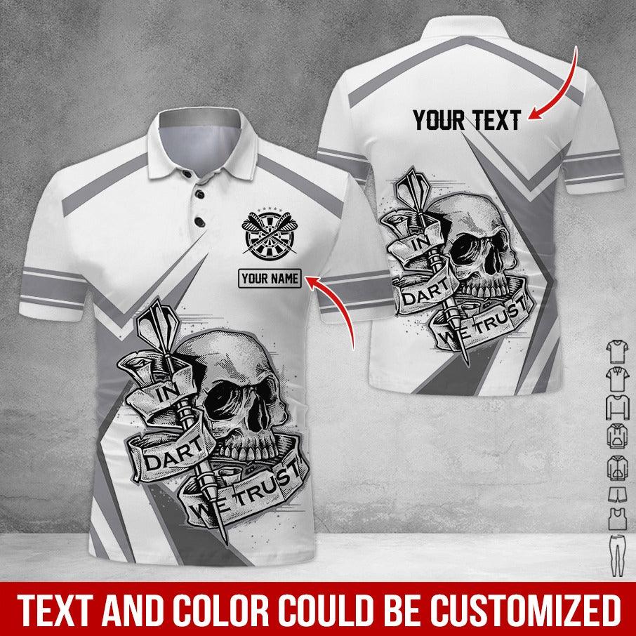 Customized Name & Text Darts Polo Shirt, Personalized Name Skull Darts Polo Shirt For Men - Perfect Gift For Darts Lovers, Darts Players - Image 4