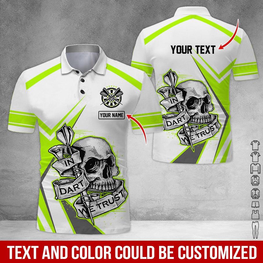 Customized Name & Text Darts Polo Shirt, Personalized Name Skull Darts Polo Shirt For Men - Perfect Gift For Darts Lovers, Darts Players - Image 5