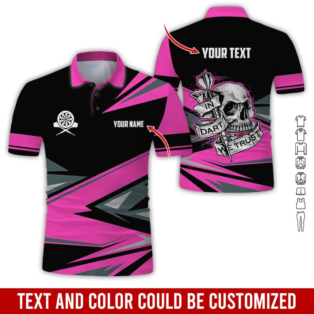 Customized Name & Text Darts Polo Shirt, Personalized Name Skull In Darts Uniforms Polo Shirt For Men - Perfect Gift For Darts Lovers, Darts Players - Image 10