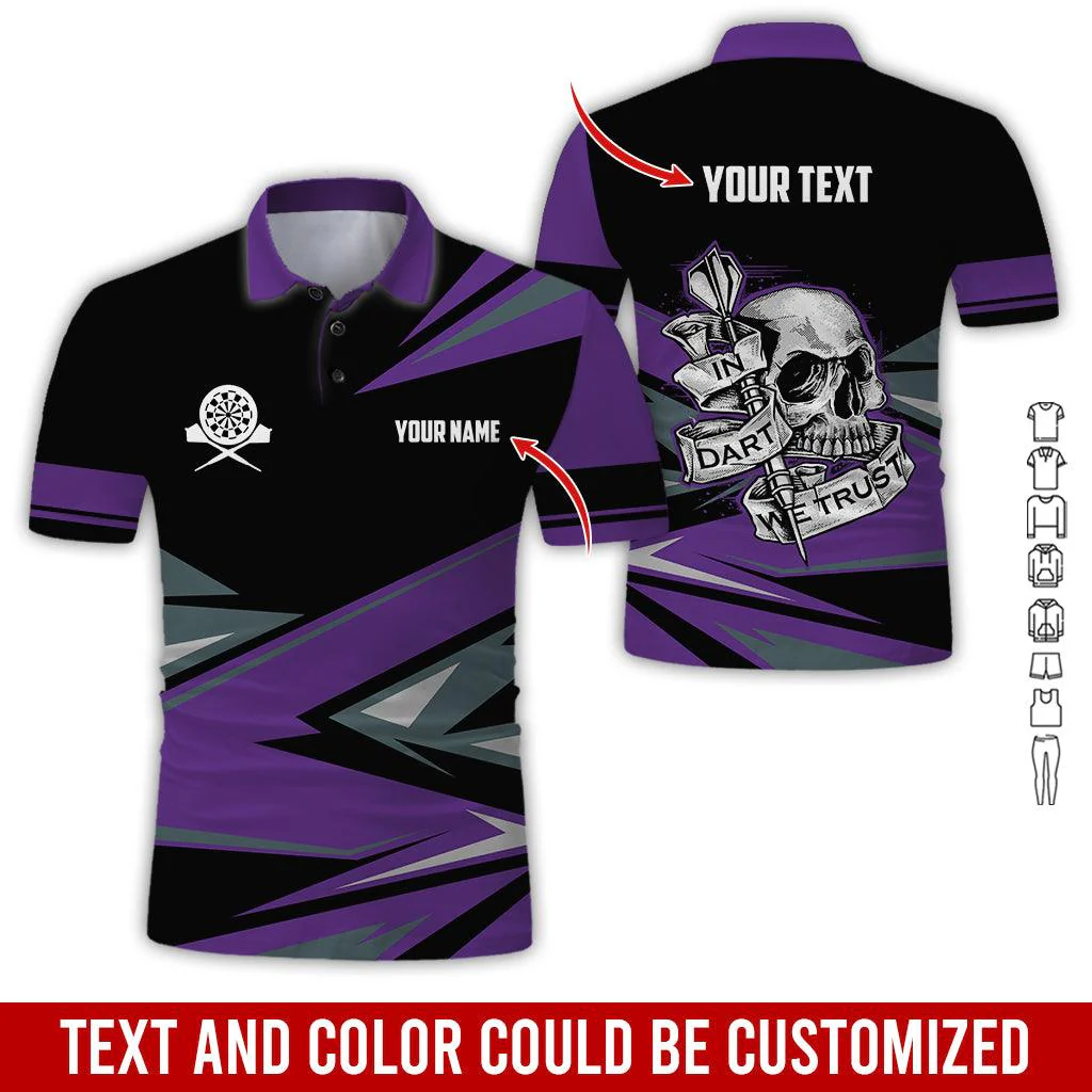 Customized Name & Text Darts Polo Shirt, Personalized Name Skull In Darts Uniforms Polo Shirt For Men - Perfect Gift For Darts Lovers, Darts Players - Image 12