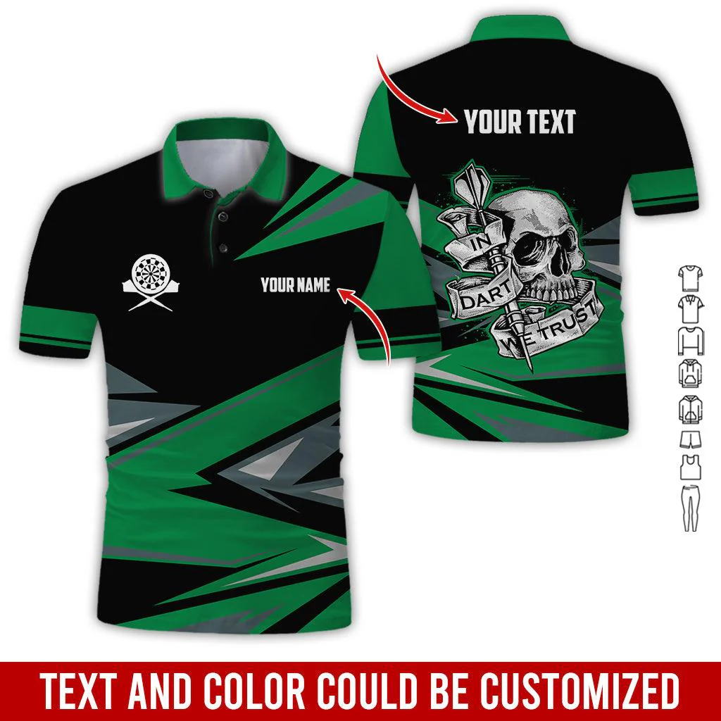Customized Name & Text Darts Polo Shirt, Personalized Name Skull In Darts Uniforms Polo Shirt For Men - Perfect Gift For Darts Lovers, Darts Players - Image 8